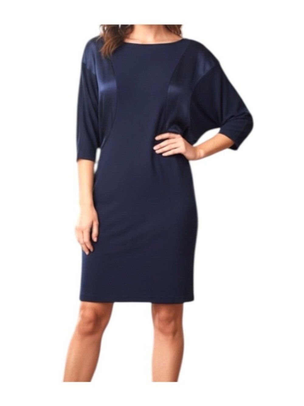 ARMANI EXCHANGE A/X Black Mini Boat Neck Stretch Pullover Dress Size Small